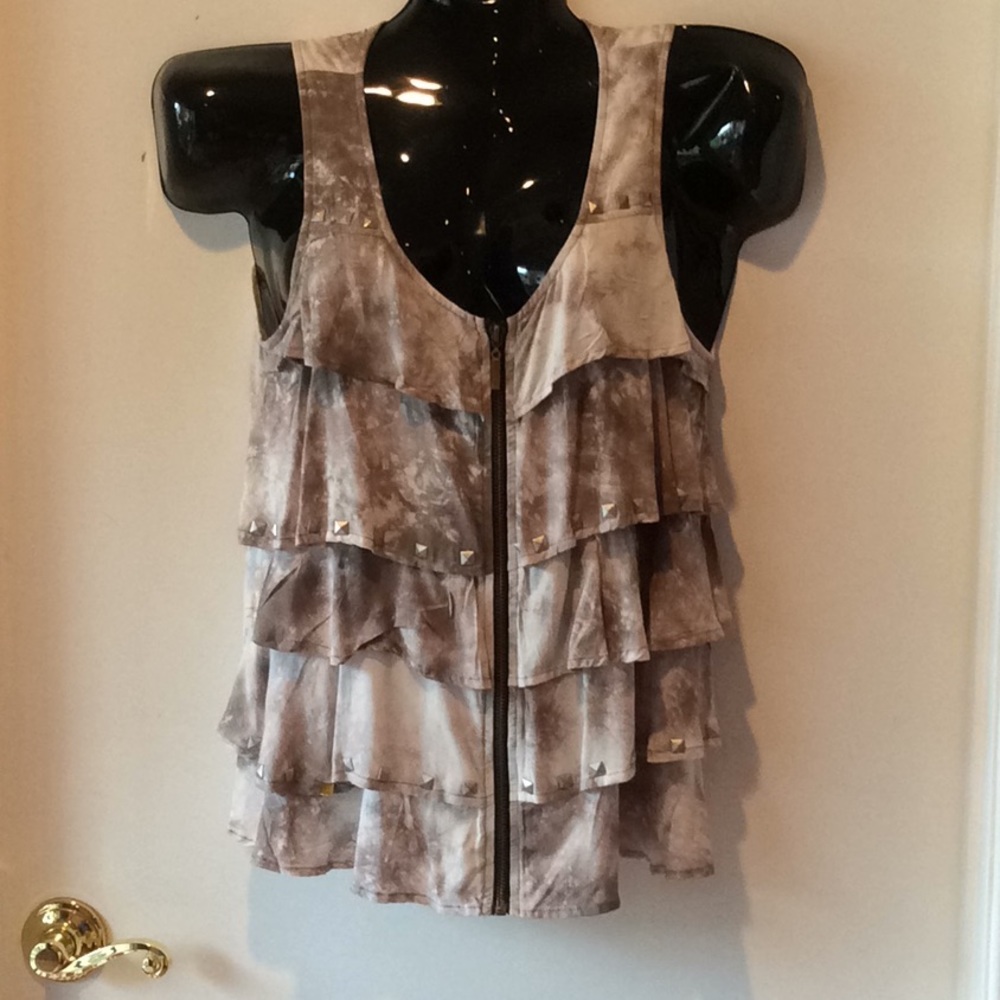 NWOT Pleated & Studded Racerback full Zipper Front